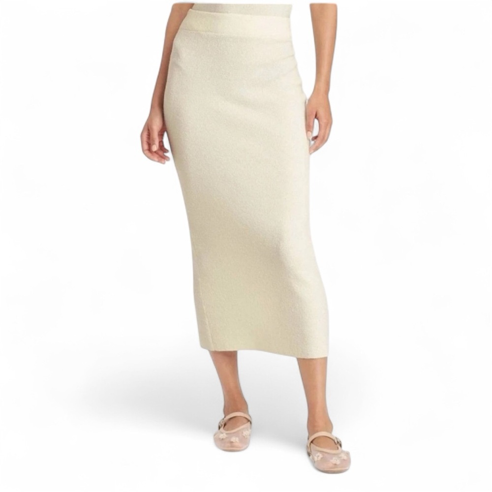 SOLD A New Day Cream Knit Viscose Blend Midi Skirt